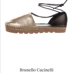 Brunello cucinelli leather shoes gold & black